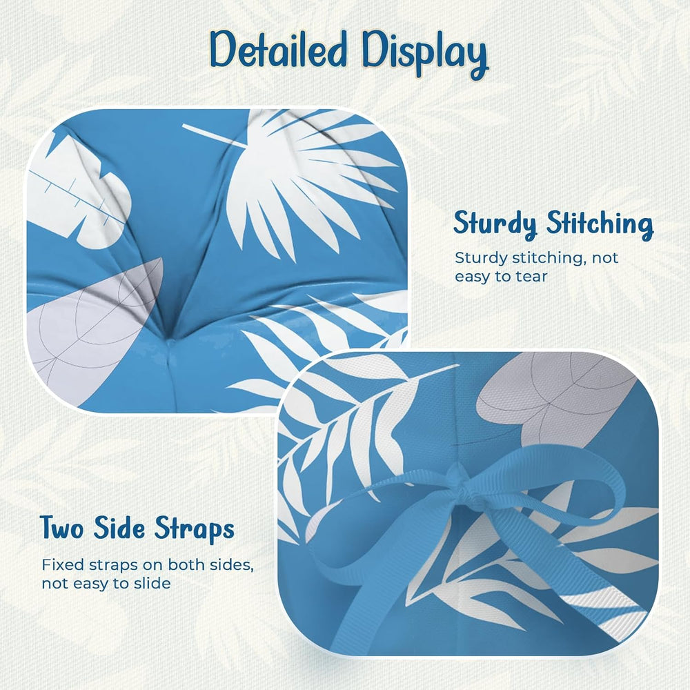 Double Egg Chair Cushion Replacement 59x43 Inch Waterproof Blue Leaf