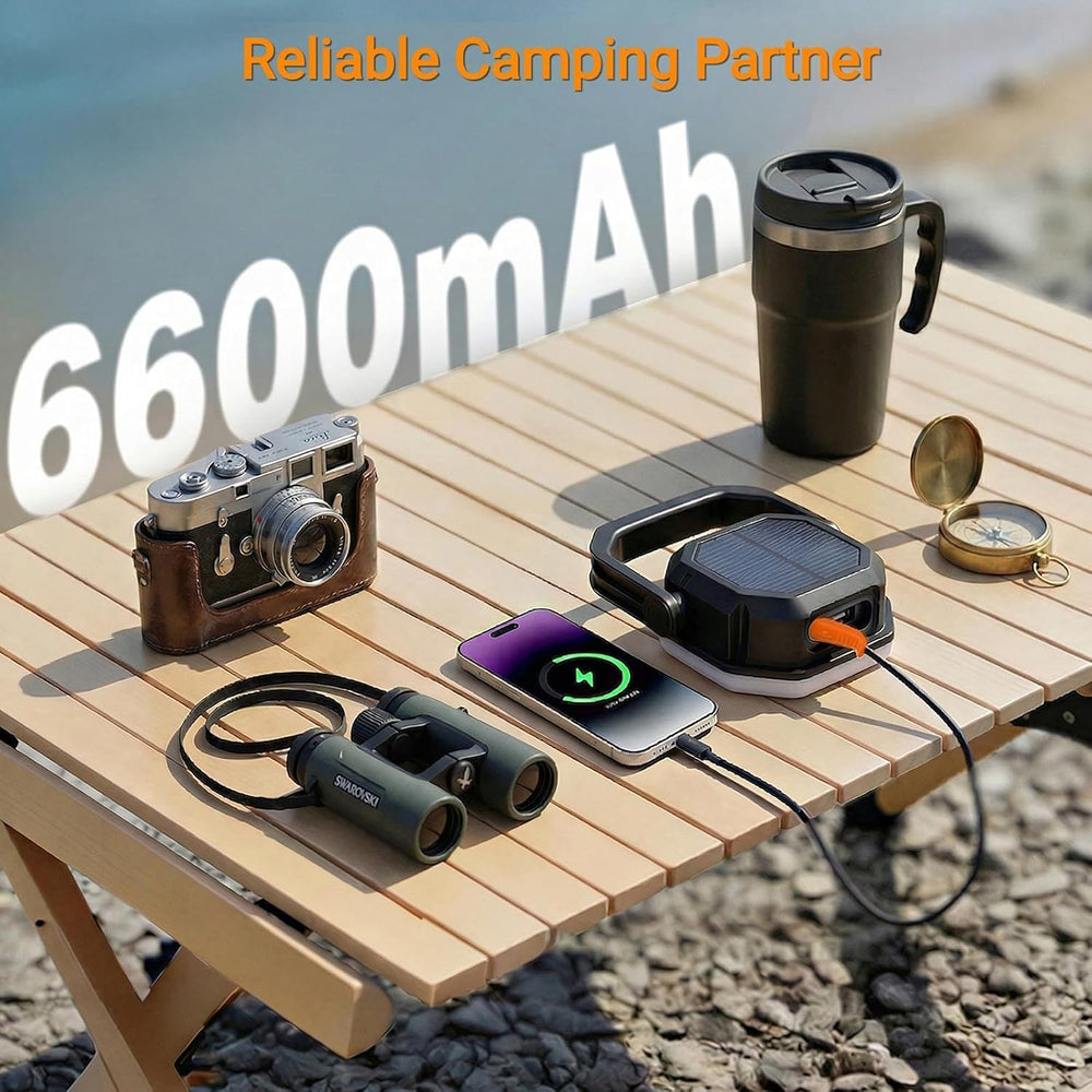SyouHome Rechargeable Camping Light, 4000LM 6600mAh Solar Lantern, 2 Pack