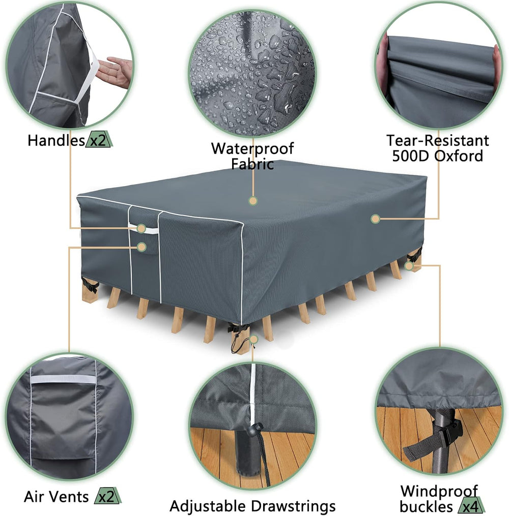 Patio Furniture Covers, 126L x 64W x 29H inch, Grey