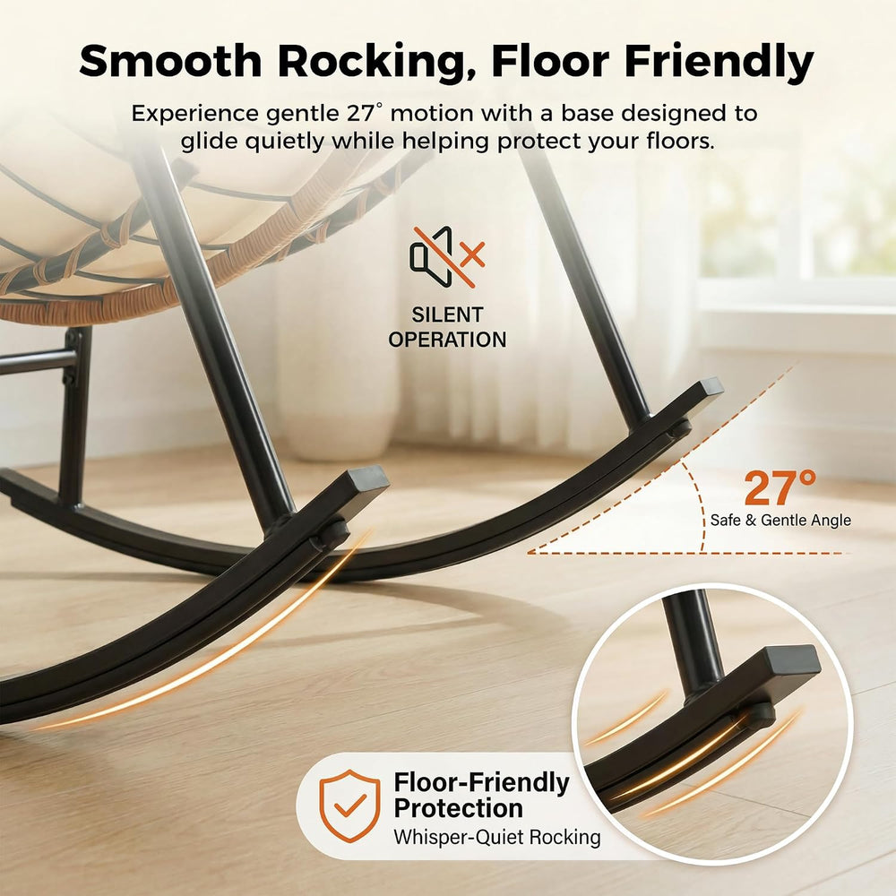 RADIATA Outdoor Papasan Rocking Chair, Oversized Patio Rocking Egg Chair | 45...