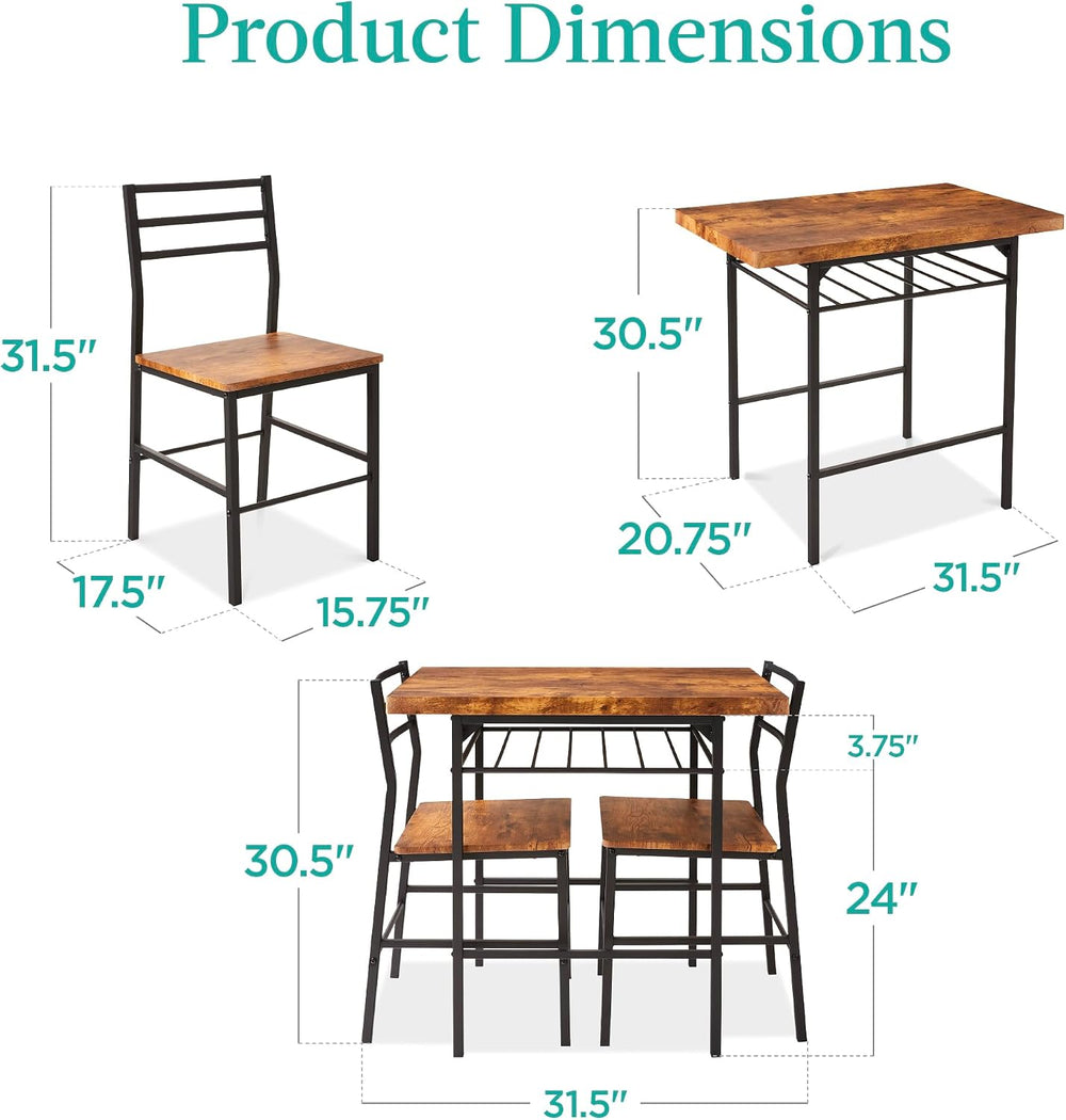 Best Choice Products 3-Piece Modern Dining Set, Space Saving Dinette for Kitc...