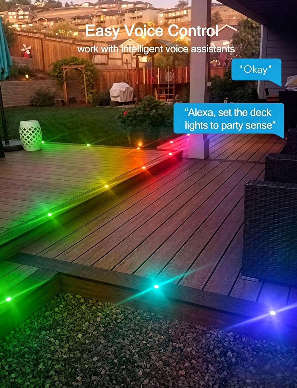 Sumaote LED Deck Lights Kit, 30 Pack 1.22" WiFi Smart RGBW+IC Multicolor