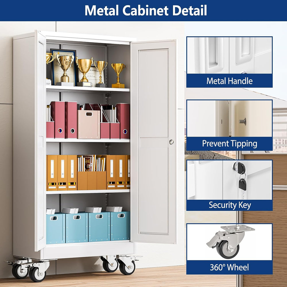 Metal Garage Storage Cabinet with Locking Doors and Adjustable Shelves,61&quo...