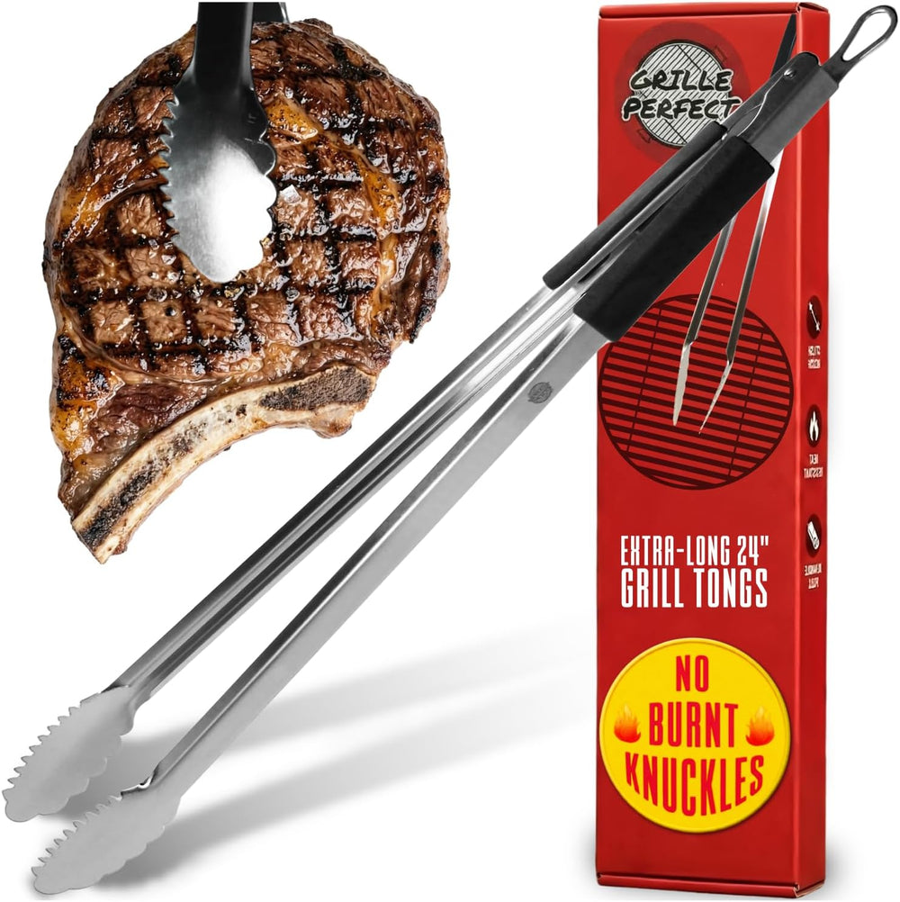 Grill Tongs 24-Inch Super Long Extra Heavy Duty for Grilling and Barbecue Hea...