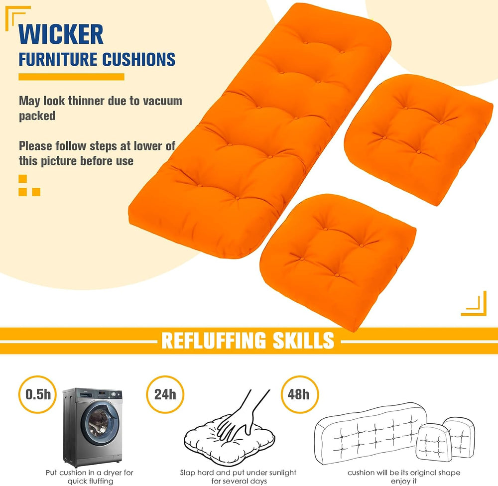 Outdoor Chair Cushions, Patio Wicker Furniture Seat Pads, Waterproof
