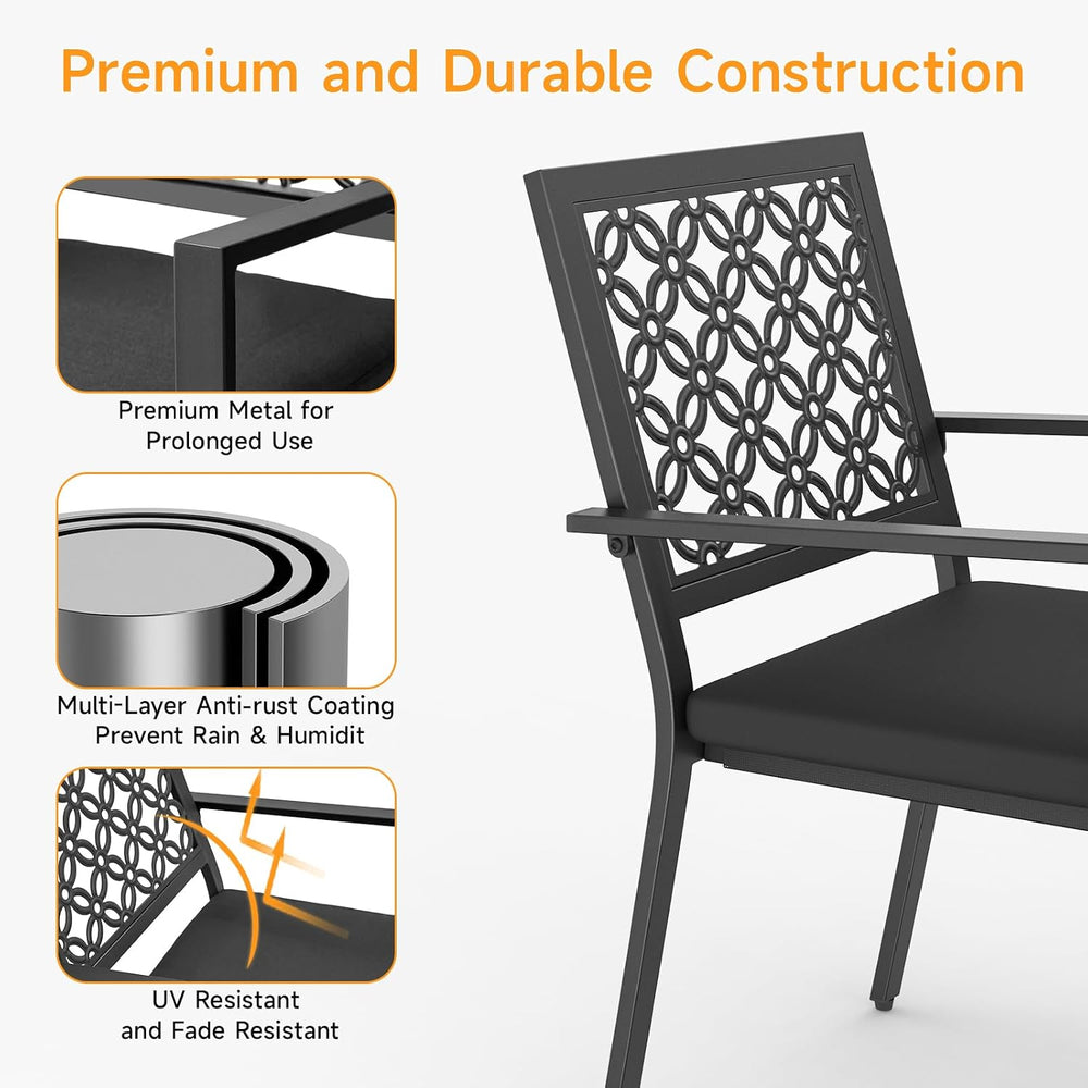 3-Piece Outdoor Bistro Set for Porch Garden Balcony Backyard, Black