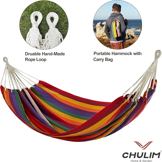 Brazilian Double Hammock with Tree Straps,Extra Large 240x160cm,2 Persons Ham...