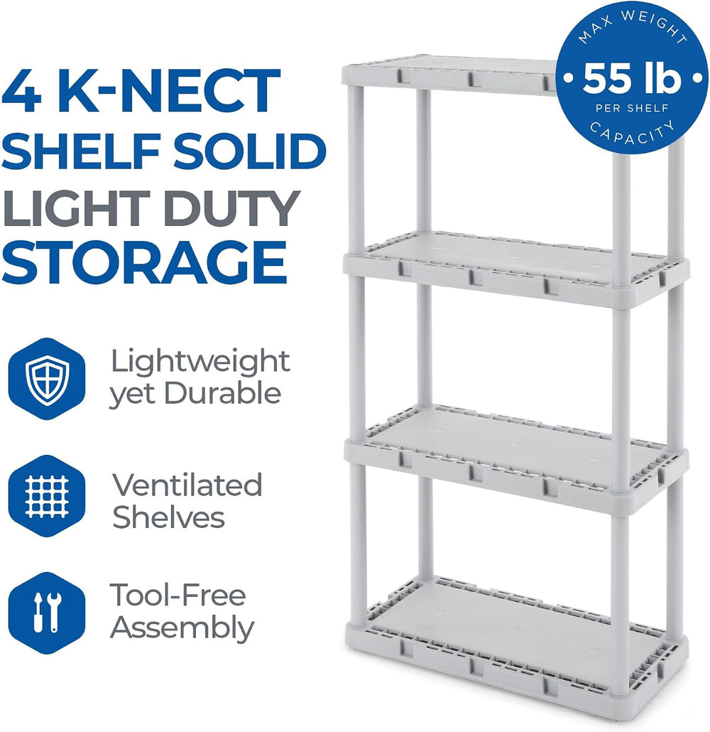 Gracious Living Knect-A-Shelf 4-Shelf Light-Duty Storage, Gray, 2-Pack