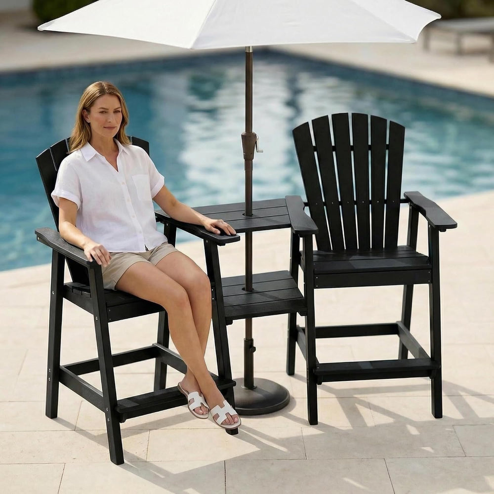 GLANC Tall Adirondack Chairs Set of 2, All Weather HDPE Bar Height Balcony Ad...