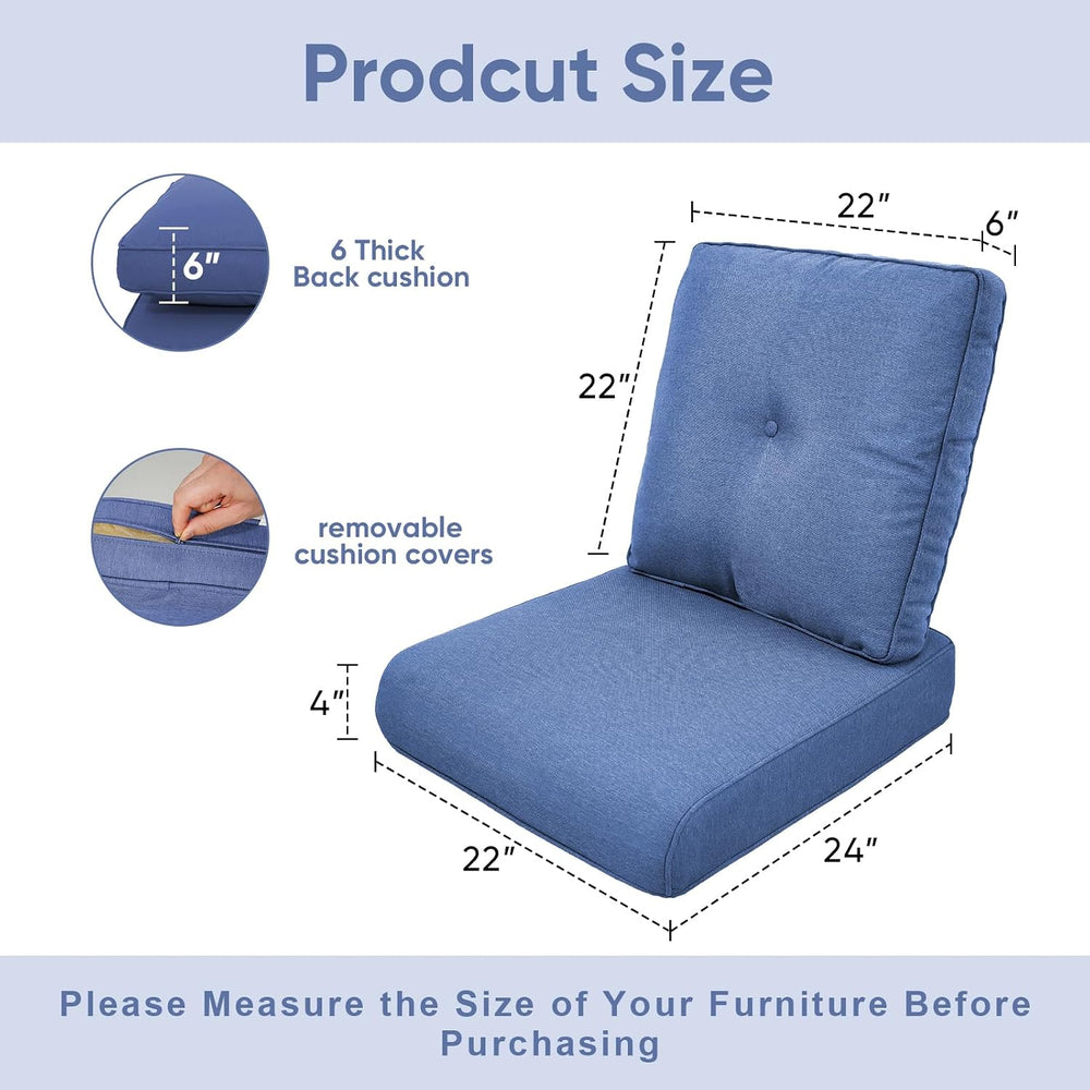 Outdoor Wicker Chair Cushions 2 Packs - Outside High Back Thick Water-Resista...
