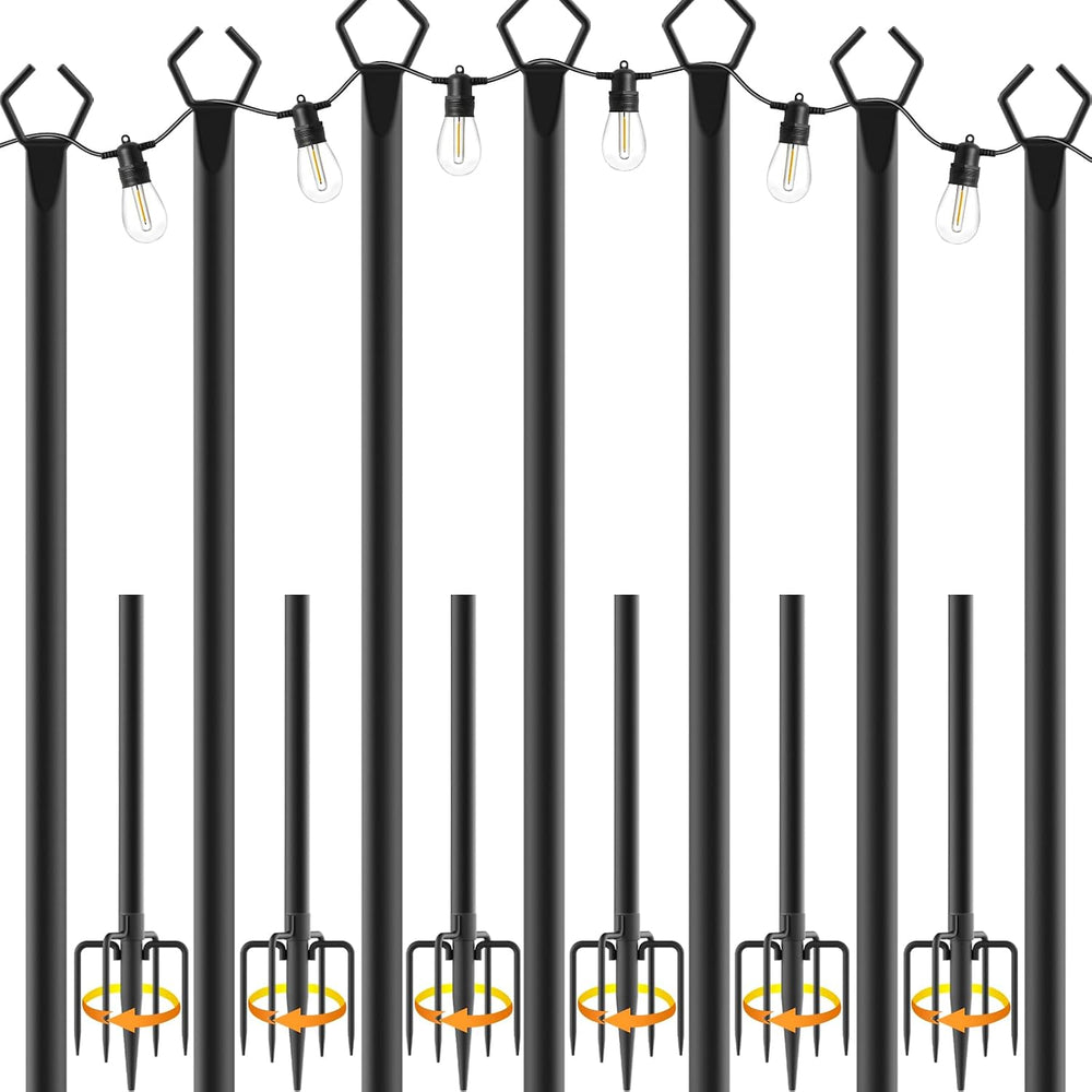 NUERPO 7 Pack String Light Poles,Metal Poles for Hanging Outdoor Light String...