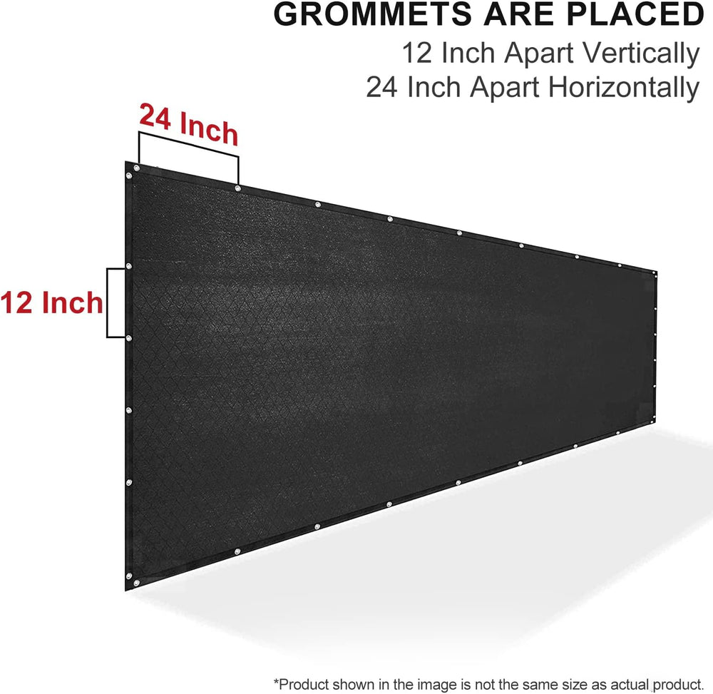 5' x 10' Black Privacy Screen Fence Cover Heavy Duty Fencing Mesh wit...