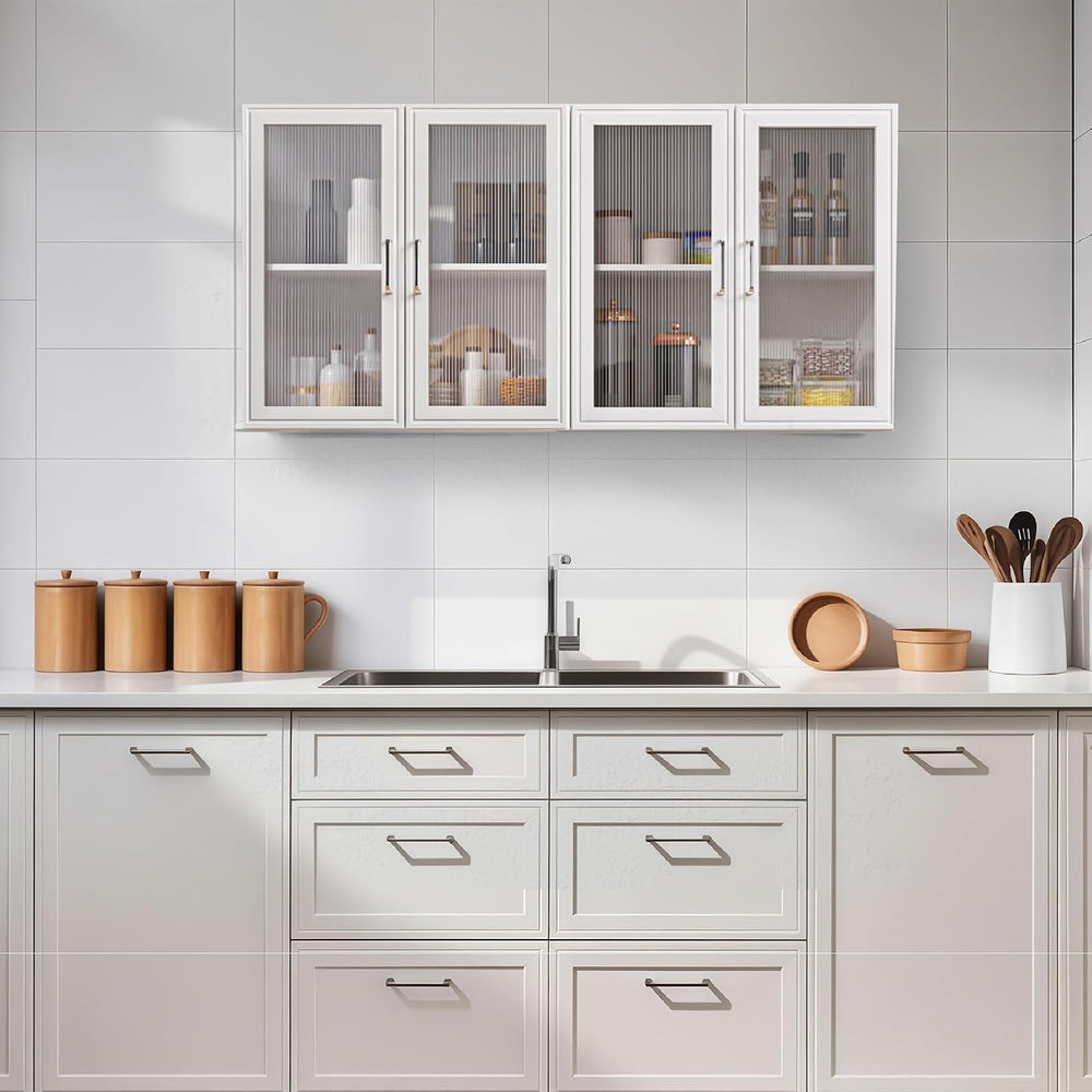 48" W Upper Kitchen Wall Cabinets with Acrylic Glass Doors