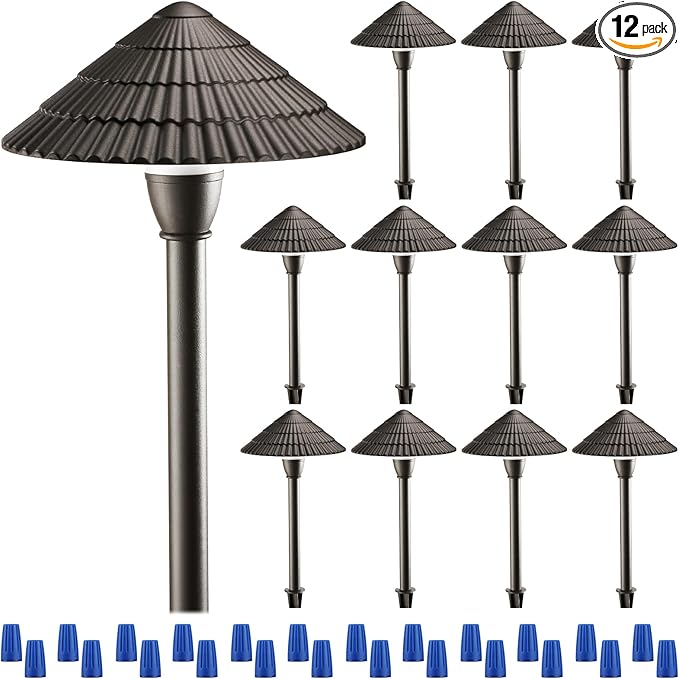 LEONLITE 12-Pack LED Low Voltage Landscape Lights, 3W Cast-Aluminum 12-24V Pa...