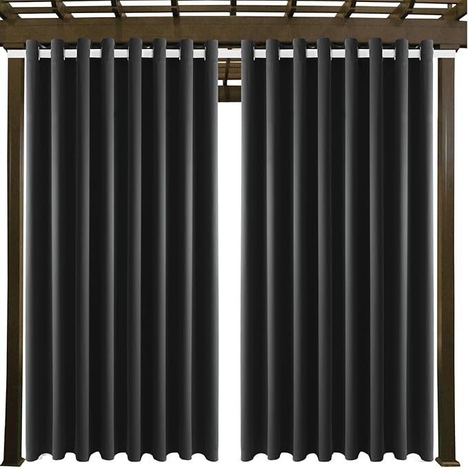 Waterproof Outdoor Curtain W105 x L84 - Grommet Top Sunlight Blocking Window ...
