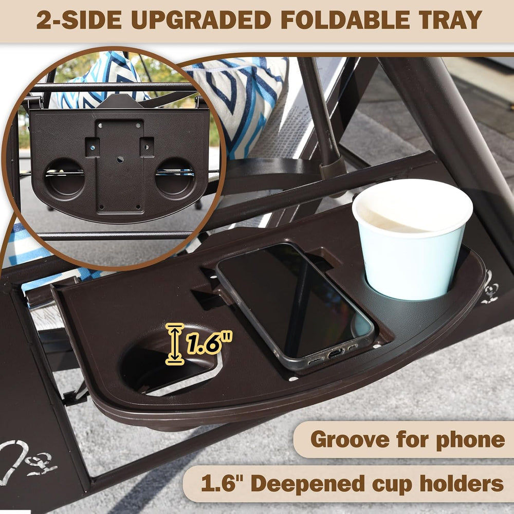 3 Person Patio Swing Outdoor Swing for Adults with Adjustable Canopy &Upg...