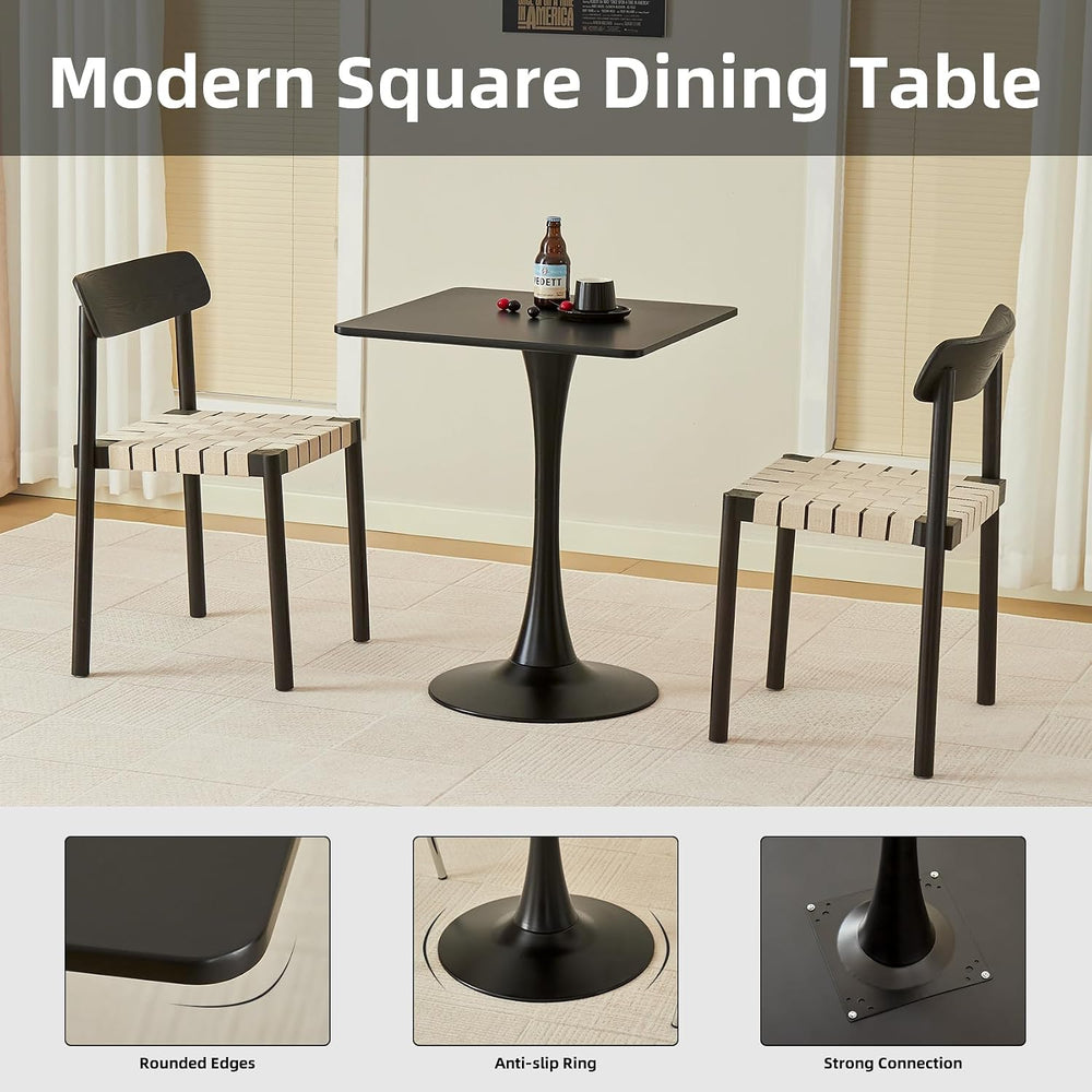 Square Dining Table, 24" Tulip Table (Black)