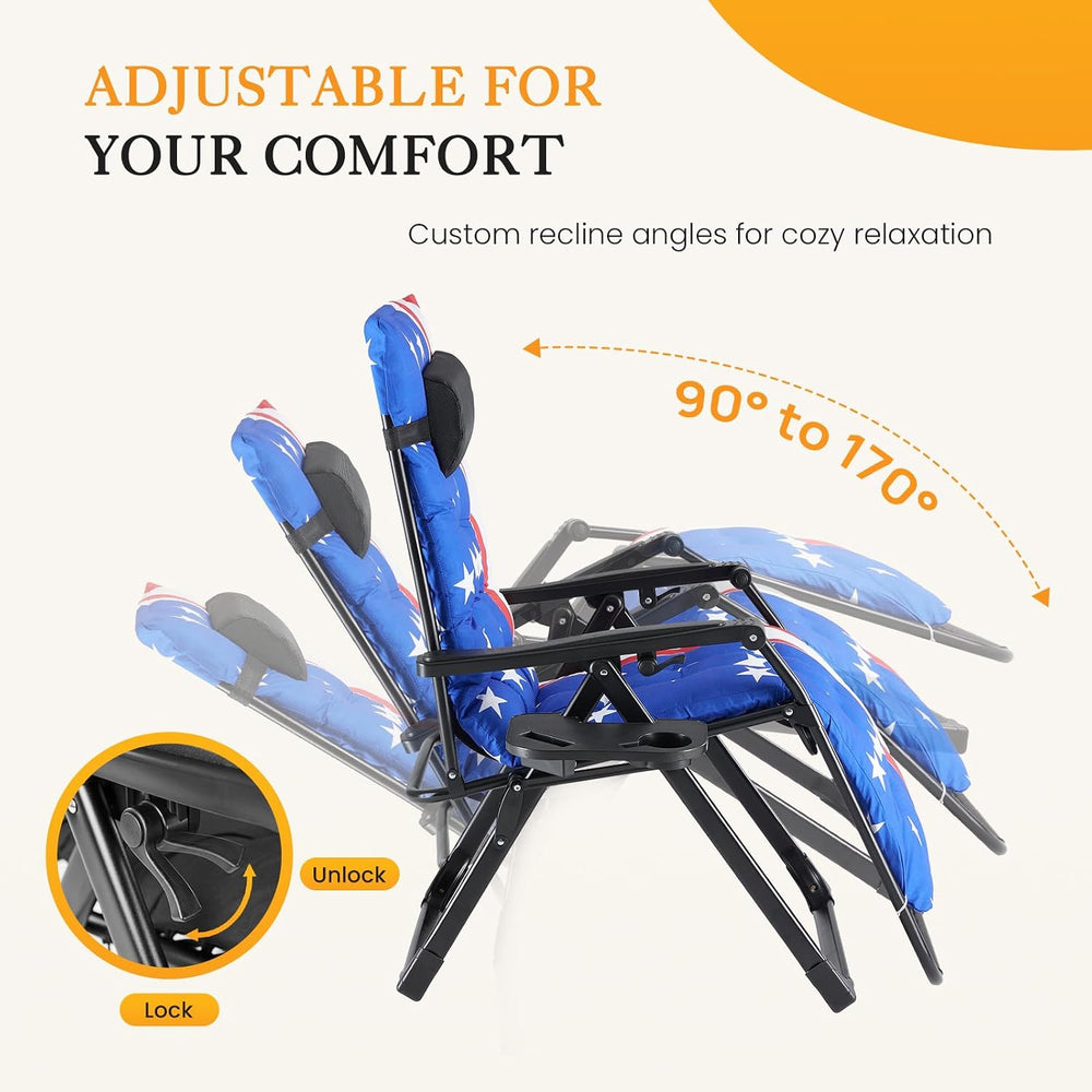NEWBULIG Zero Gravity Chairs Set of 2, Outdoor Chairs with Cup Holder Trays