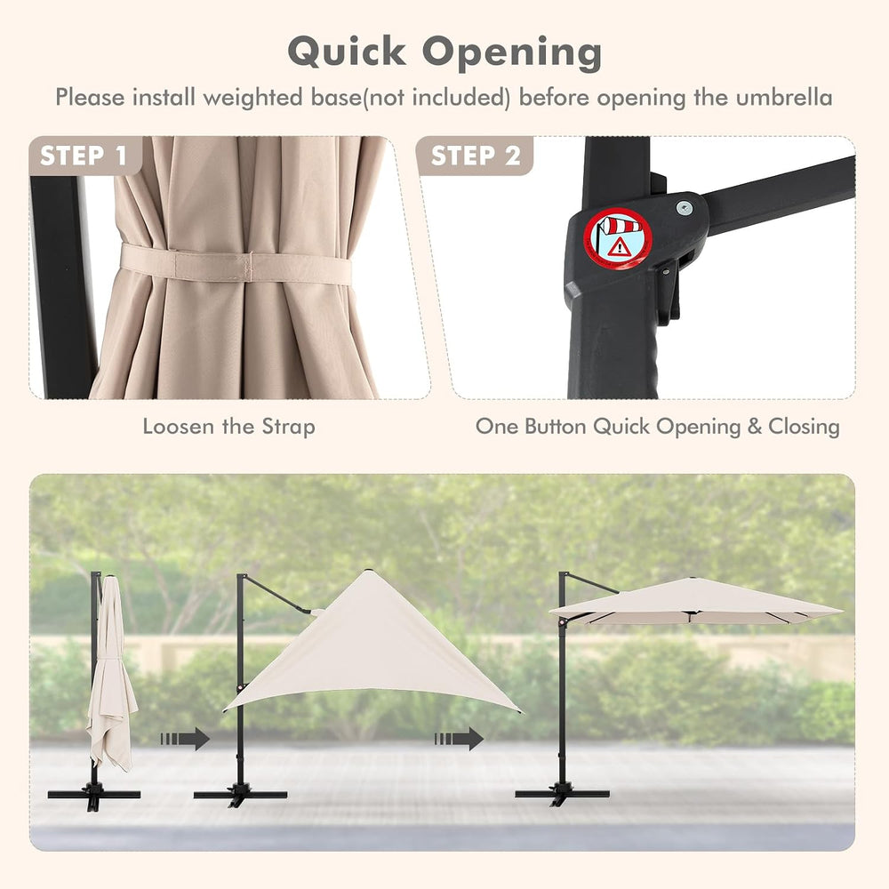 Tangkula 9.5 FT Cantilever Patio Umbrella, Outdoor Square Offset Umbrella wit...