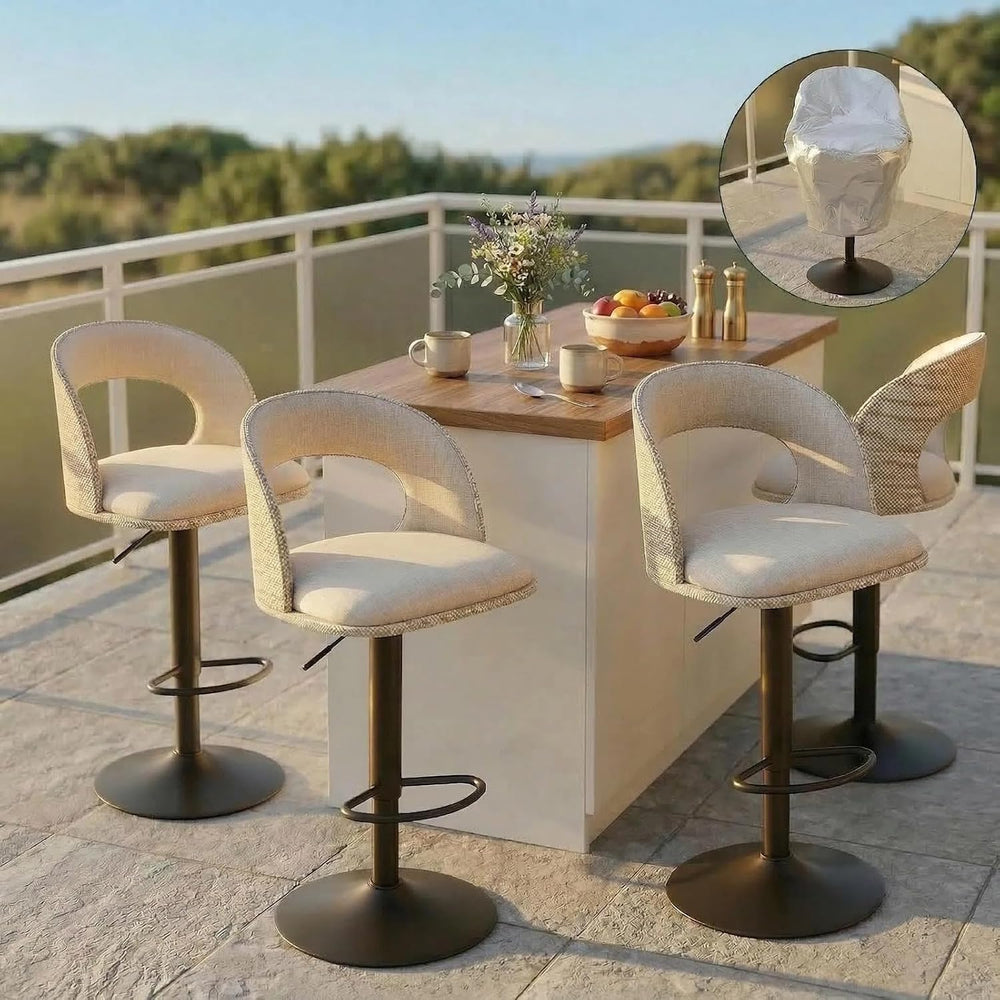 Furnimart Outdoor Bar Stools Set of 6 with Covers Waterproof, Adjustable Pati...
