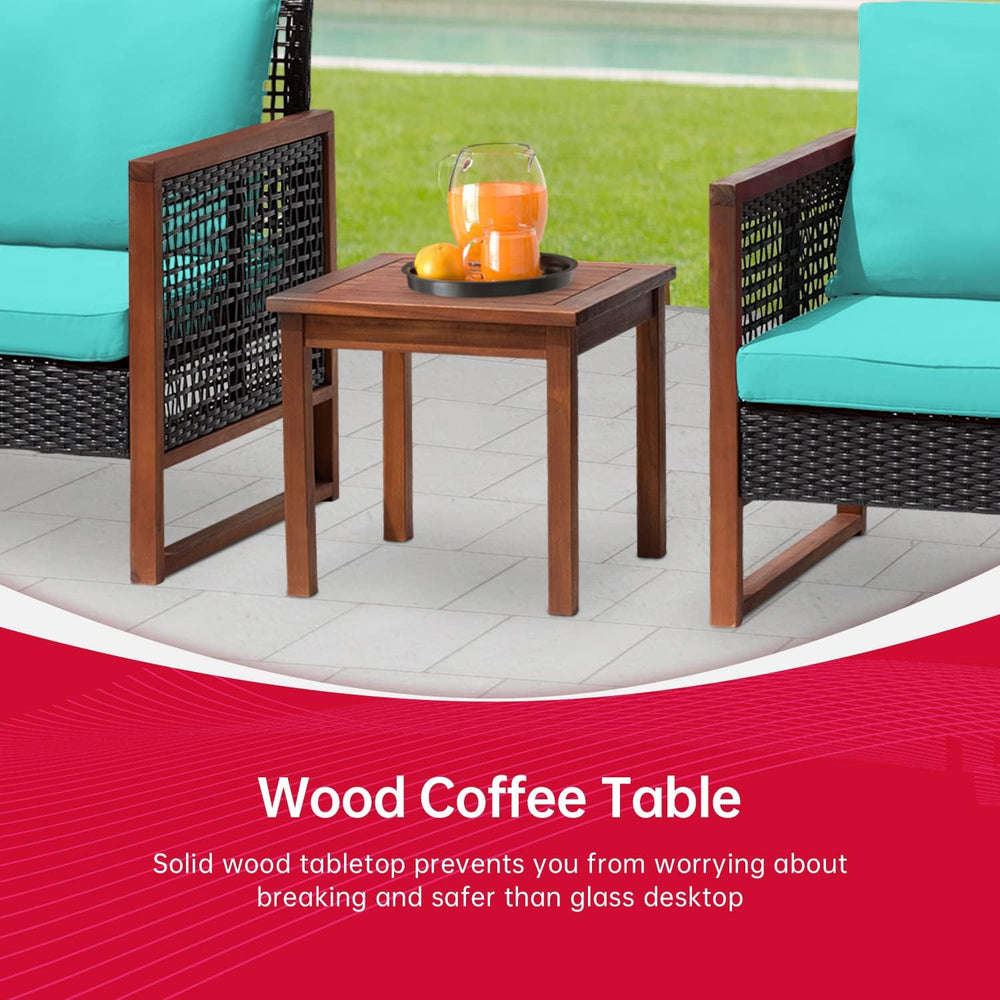 FDW 3-Piece Patio Bistro Set Acacia Wood Outdoor Chat Conversation Table Chai...