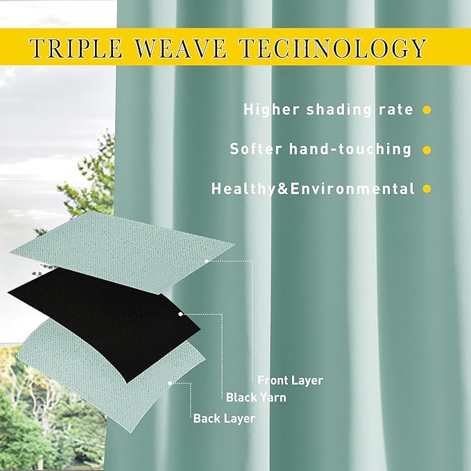 NICETOWN 2 Panels Weighted Outdoor Curtains for Patio Waterproof, Thermal Top...