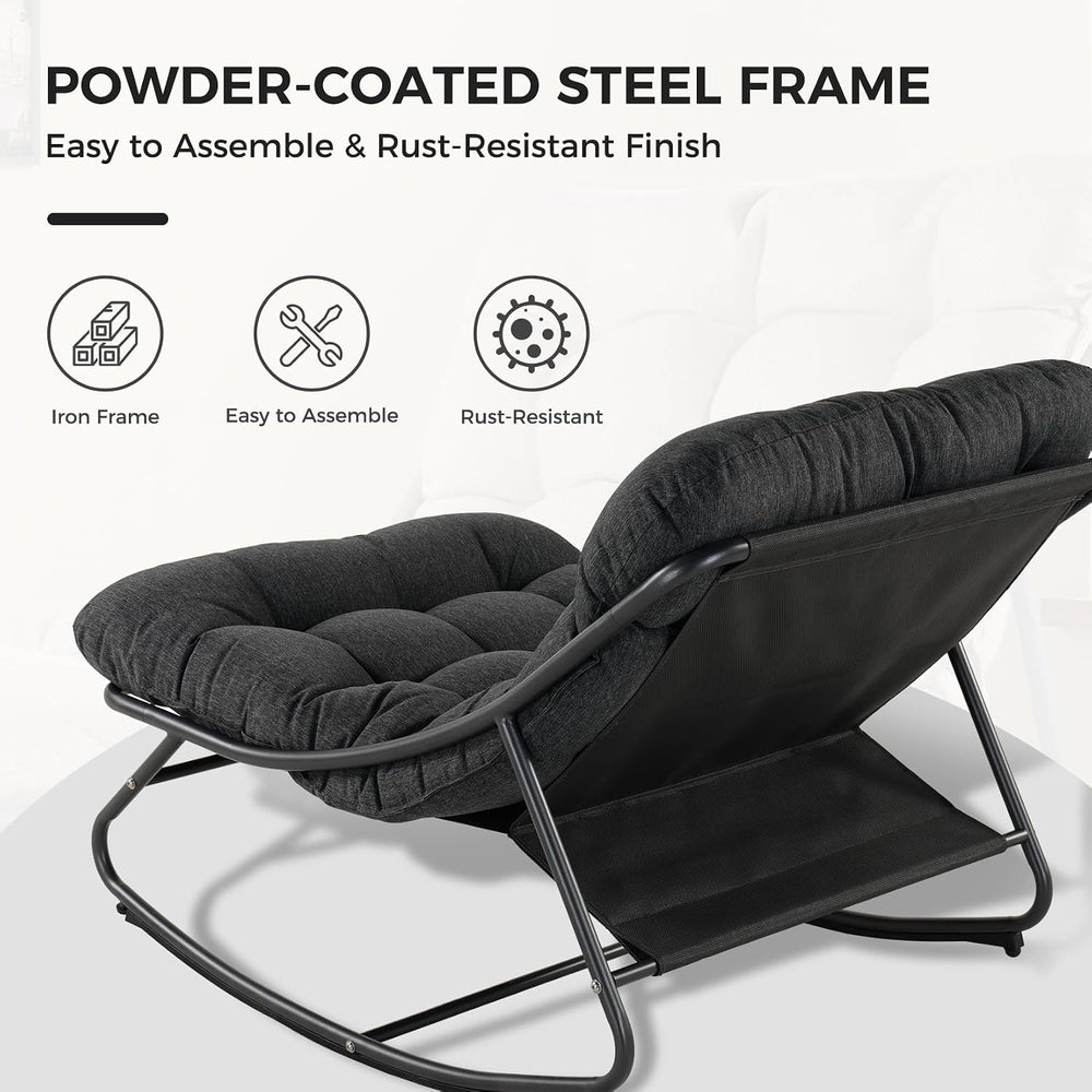 Grand patio Rocking Chair with Footrest for Indoor & Outdoor, Dark Grey