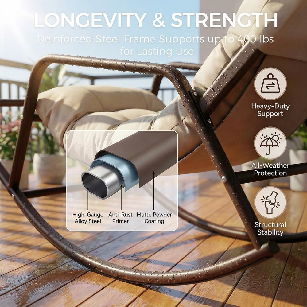 RADIATA Rocking Lounge Chair, Outdoor Reclining Lounger with Footrest