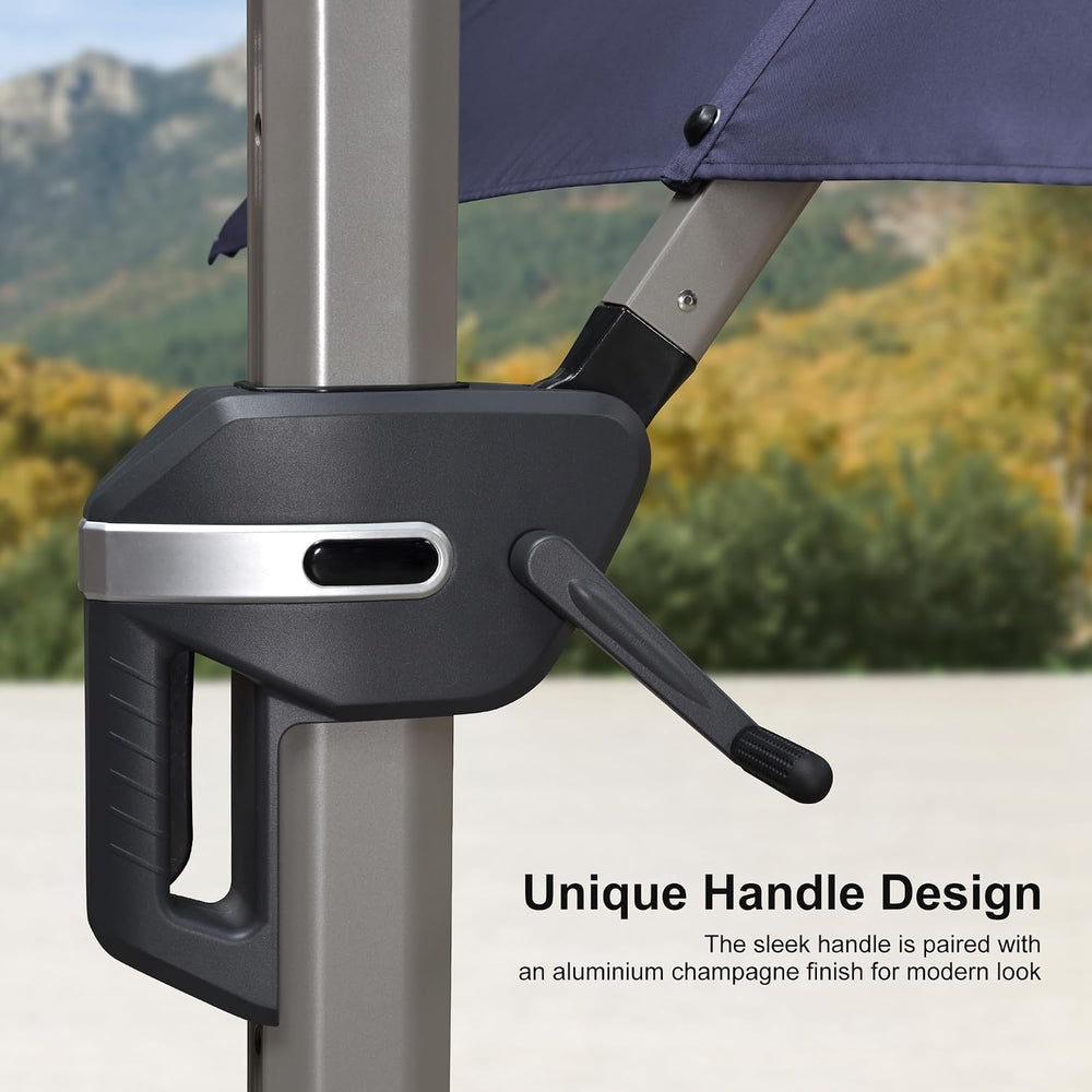 PURPLE LEAF Cantilever Umbrella with Base 10' x 10' UV Protection Nav...