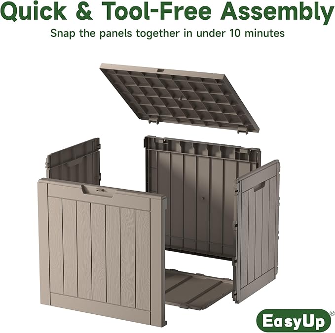 EasyUp 35 Gallon Resin Deck Box Waterproof, UV Resistant Outdoor Storage Box ...