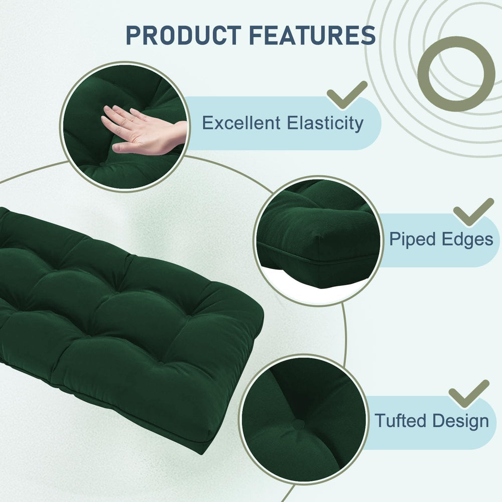 downluxe Outdoor Bench Cushion for Patio Furniture, Water Resistant Tufted Ov...