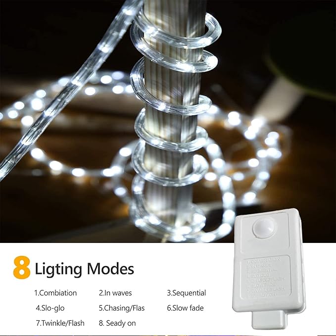 50ft 360 LED Rope Lights Outdoor, Connectable and Flexible Tube Lights with 8...