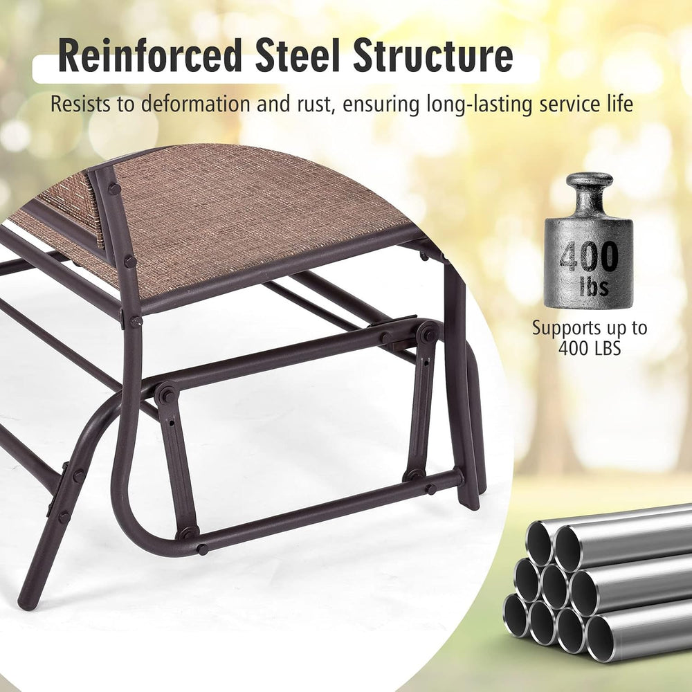DORTALA 2 Person Patio Glider Chair Bench with Sturdy Metal Frame