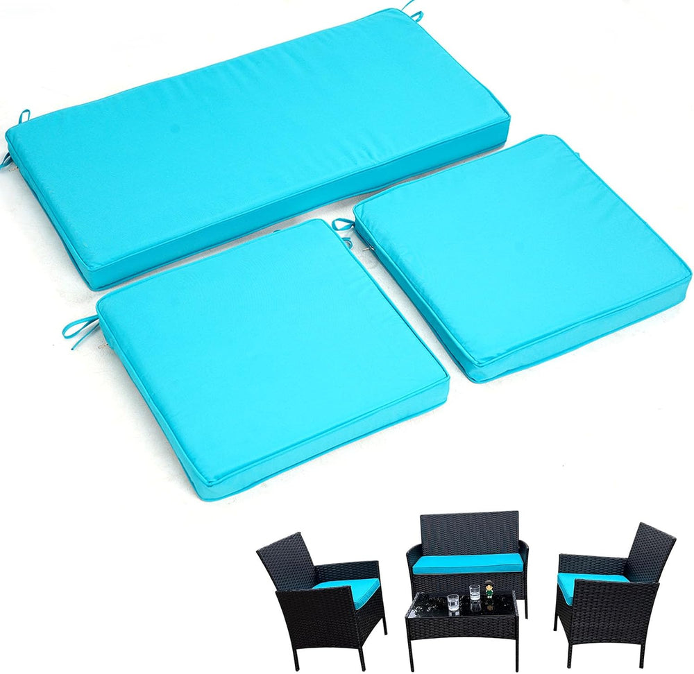 3-Pack Outdoor Patio Furniture Replacement Cushions Set–High-Elastic Sponge C...