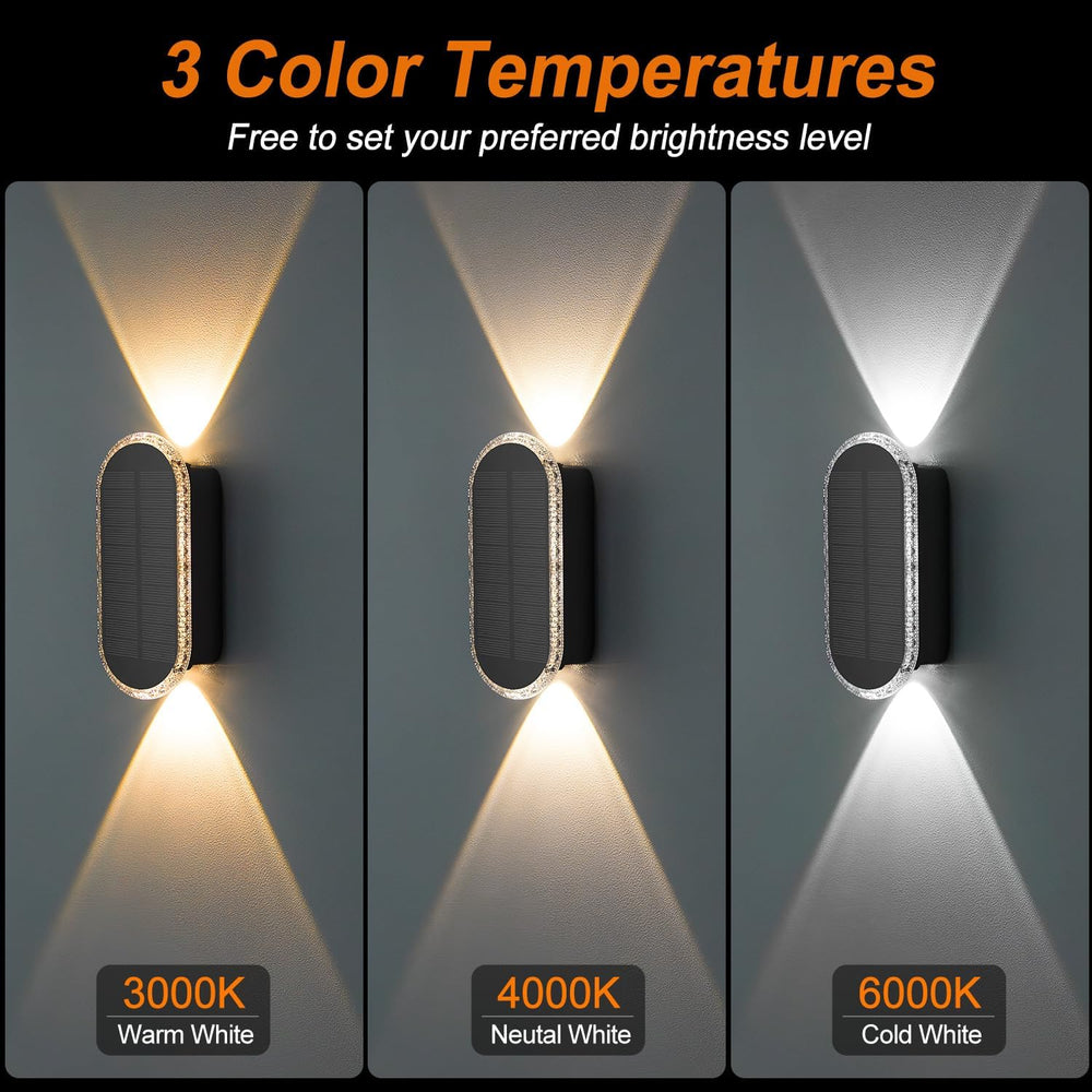 Ellasay Solar Fence Lights Outdoor: 6-Pack Solar Powered Wall Lights Up and D...