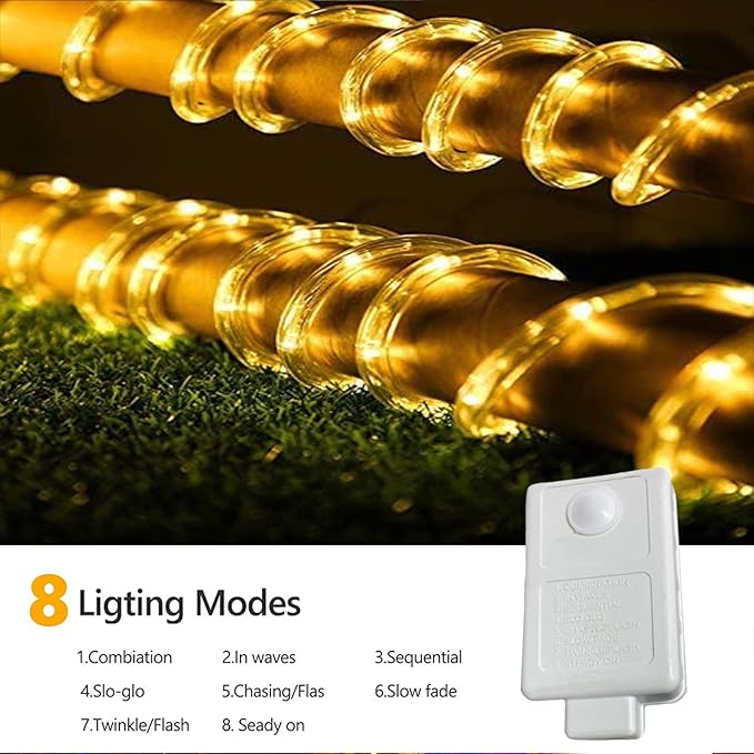 200ft LED Rope Lights Outdoor, 1440 LED Flexible Tube Lights with 8 Modes, Wa...
