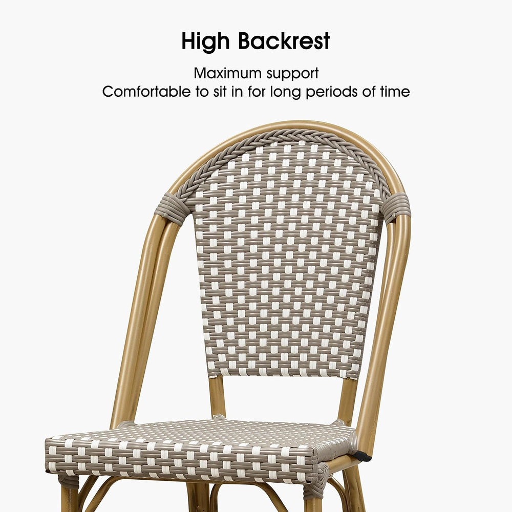 PURPLE LEAF Bar Stools French Bistro Rattan 30" Set of 2 Kitchen, Grey