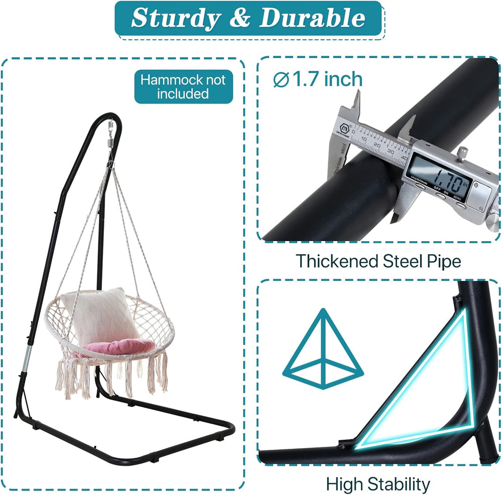 Dkeli Hammock Chair Stand Portable Heavy Duty Solid Steel Stand Only Outdoor ...