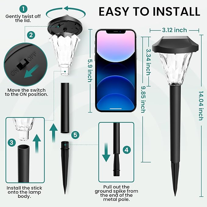 GIGALUMI 16 Pack Solar Lights Outdoor Waterproof, Outdoor Solar Lights for Ya...