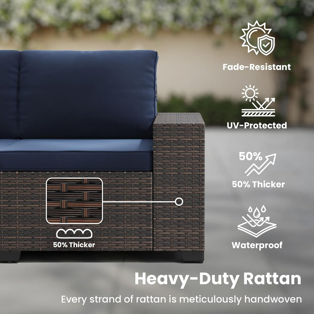 6-Piece Patio Furniture Set All-Weather Outdoor Wicker Sectional Conversation...