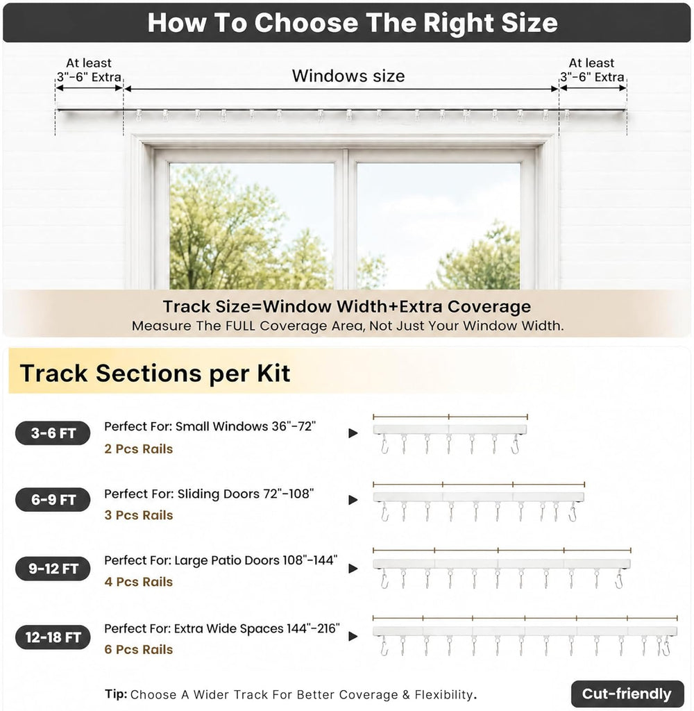 ChadMade Ceiling Track Kit with Hooks, Wall Mount Curtain Track, x-Large Size...