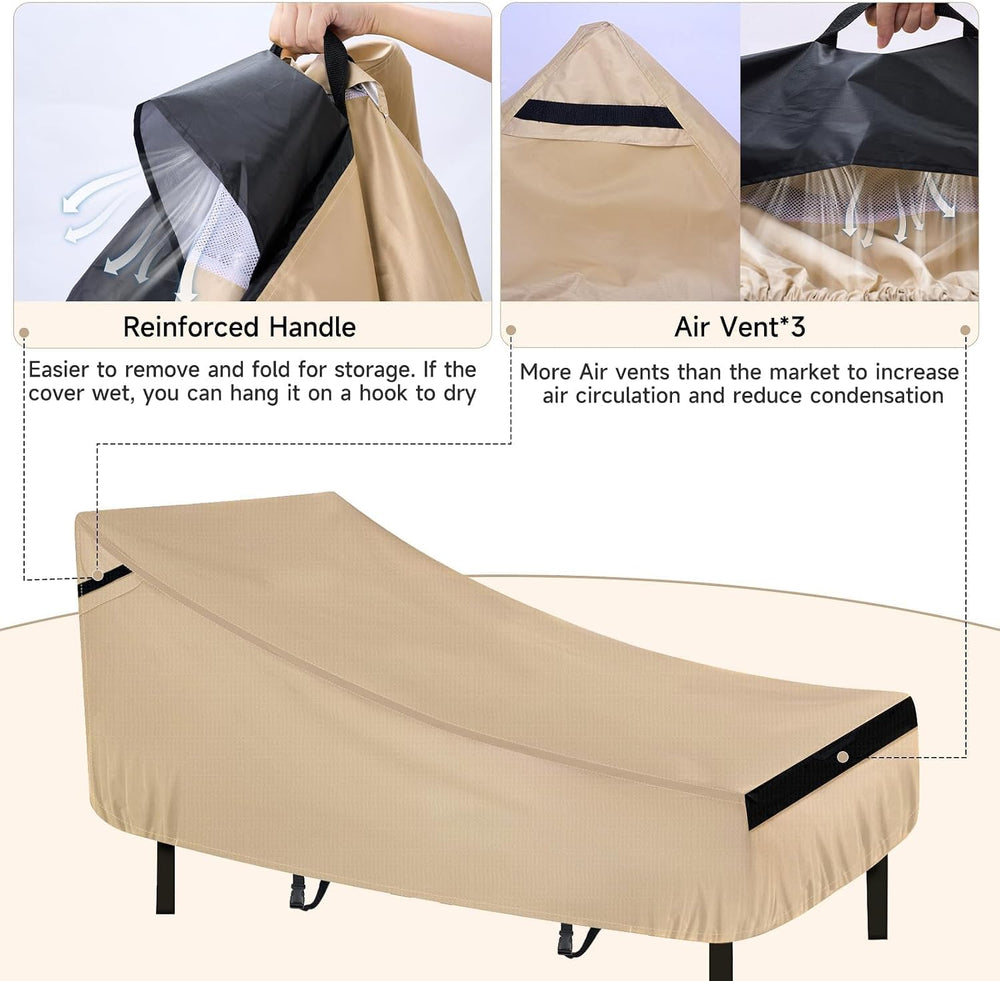NEVERLAND Lounge Chair Covers 2 Pack 420D Waterproof Heavy Duty 76"x32&q...
