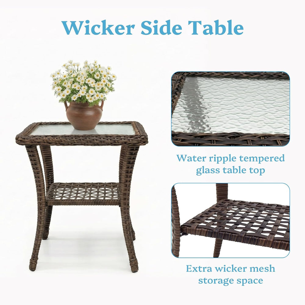 3 Pieces Patio Furniture Set, Outdoor Wicker Porch Rocking Chairs with Wicker...
