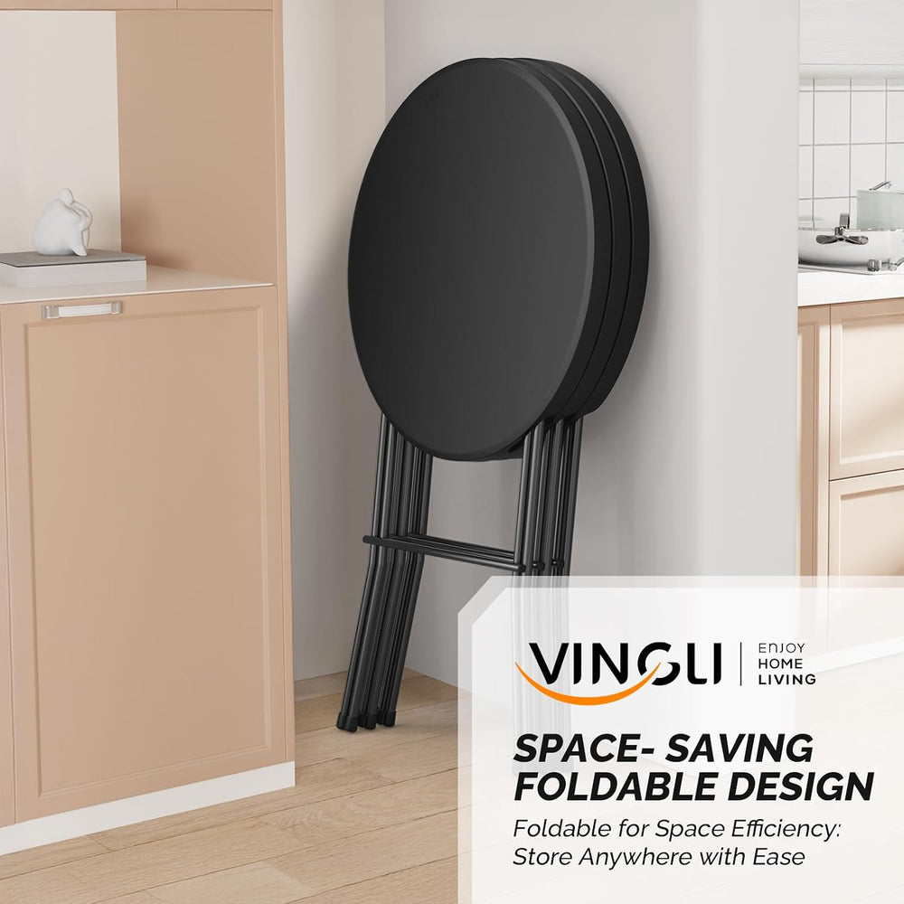 VINGLI 32" Cocktail Table, Folding Round Table Bar Height, High Top Table