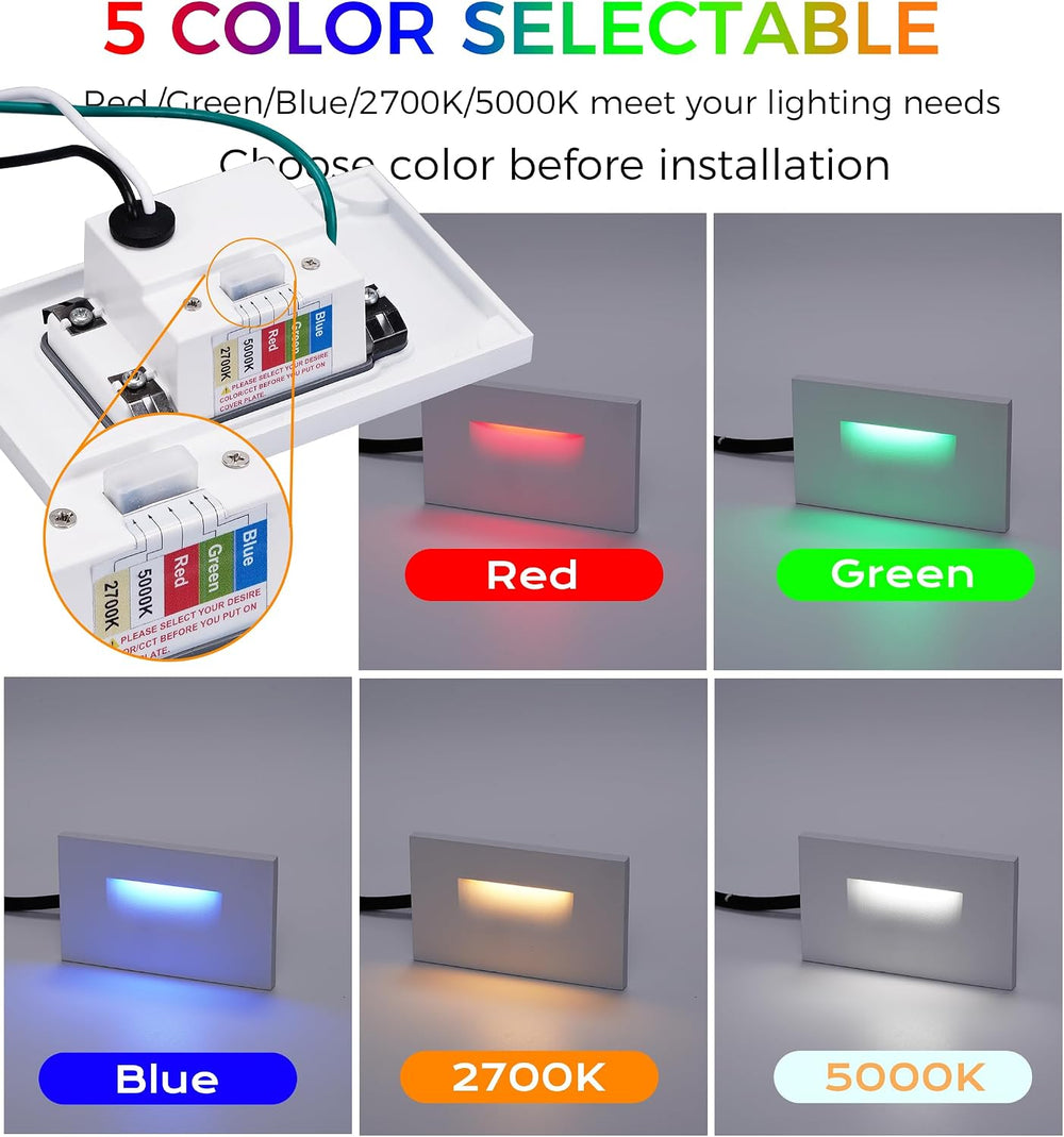 CLOUDY BAY 120V RGBCW LED Indoor Outdoor Step Light,3W 2700K/5000K RGB Select...