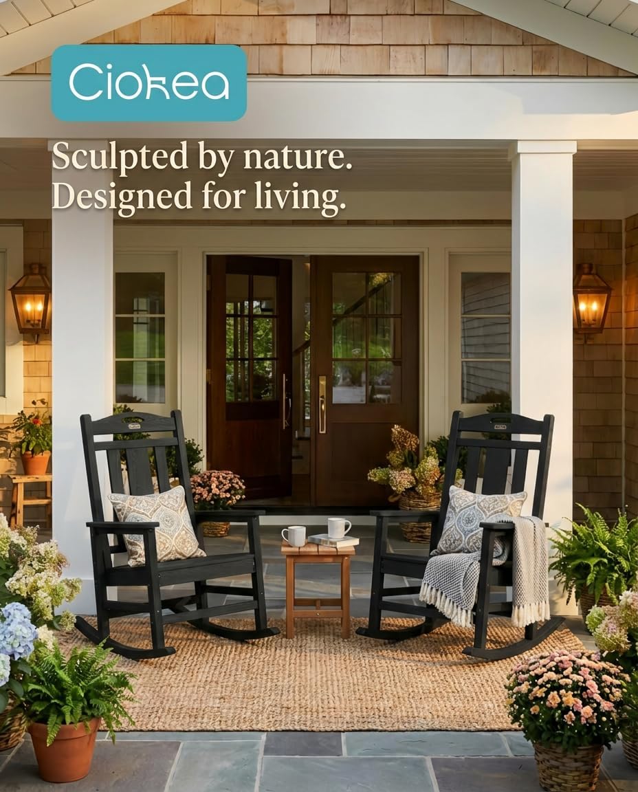 Ciokea Oversized Outdoor Rocking Chair, 380lbs Heavy-Duty Large Patio Rocker,...