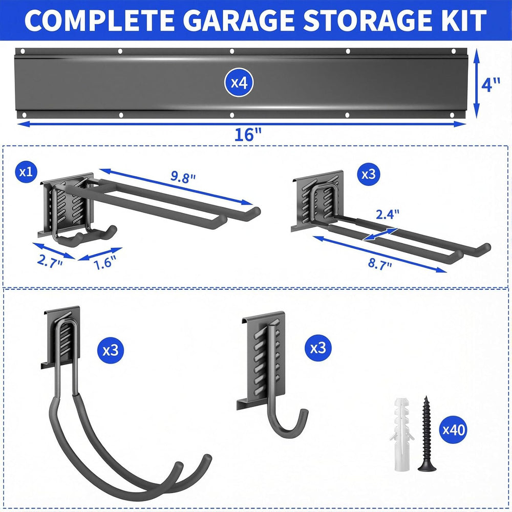 Garage Tool Organizer Wall Mount, 64 Inch Heavy Duty Garden Tool Organizer St...