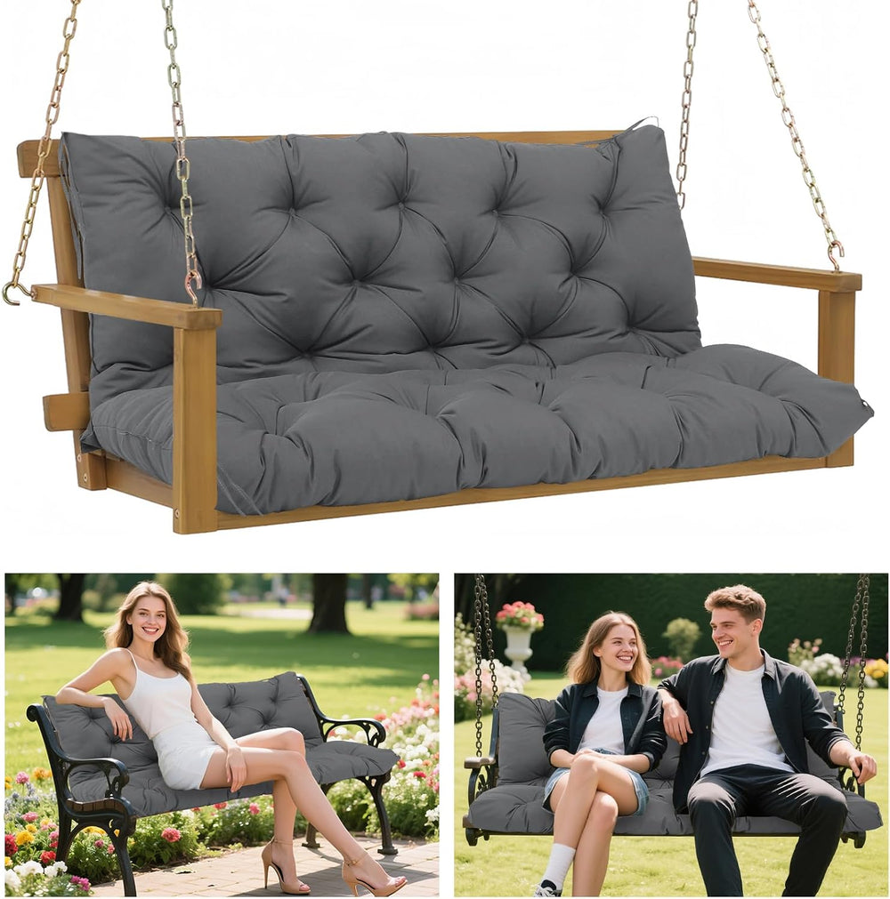 Porch Swing Cushions 60x40 Inch, 5" Extra Thick Waterproof Outdoor Swing...