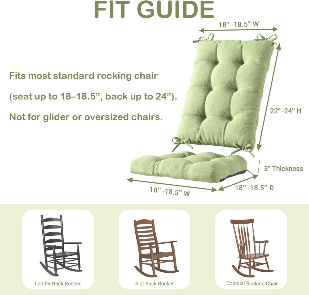 Codi Rocking Chair Cushions Outdoor, Water-Resistant, Sage, 1 Pack