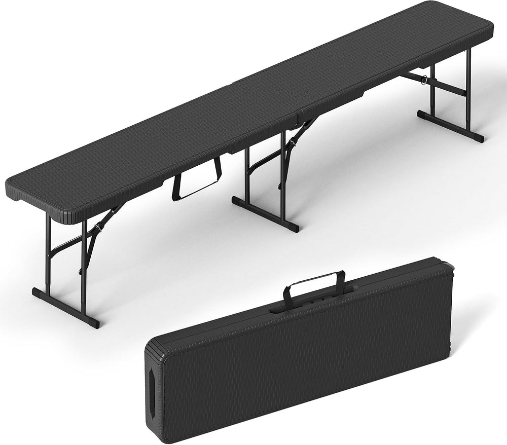 VSOAEIL 6 Foot Folding Bench, 6 FT Foldable Plastic Bench Indoor & Outdoor